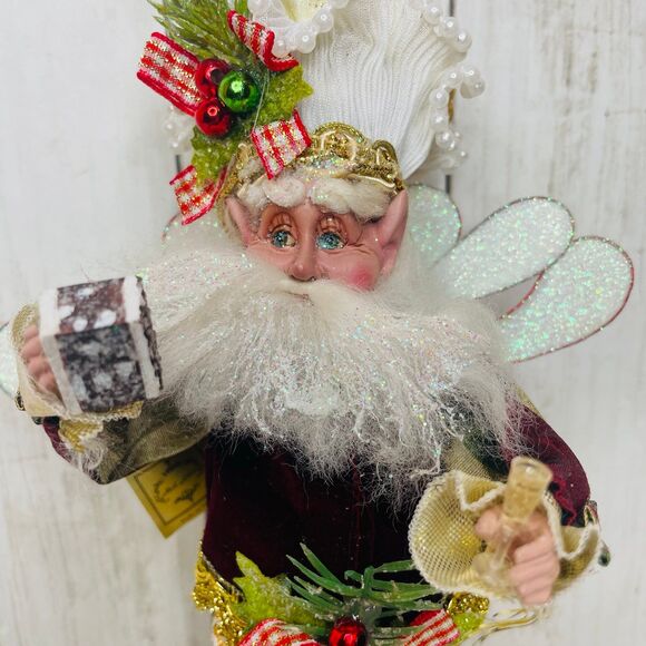Small Mark Roberts Gold Swirl Hat Christmas Santa Fairy 10" Baker-? - Picture 2 of 8